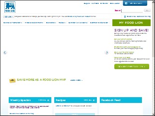 Web site www.foodlion.com, Food Lion